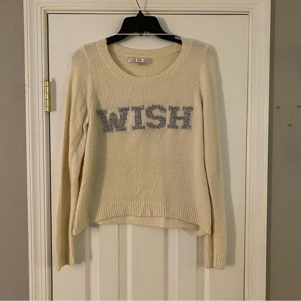 Lauren Conrad Super Cozy Soft WISH Tinsel Christmas Sweater Pullover Small Fuzzy
